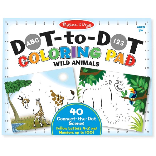 ABC 123 Wild Animals Dot-To-Dot Coloring Pad