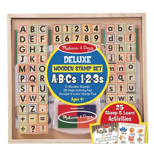 Deluxe Wooden Stamp Set -  ABCs 123s